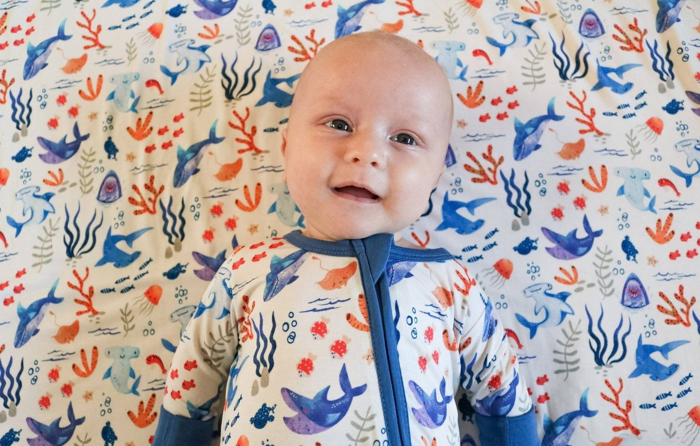 Slumber Sharks Bamboo Viscose 2-Way Zipper Romper